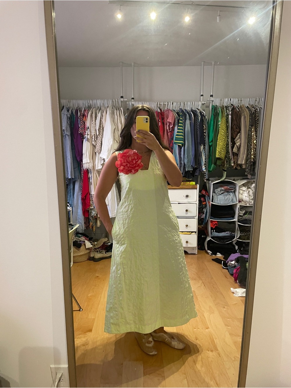 COS Light Green Seersucker Maxi Dress